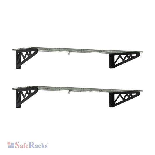 12" x 36" Wall Shelves (Two Pack with Hooks)