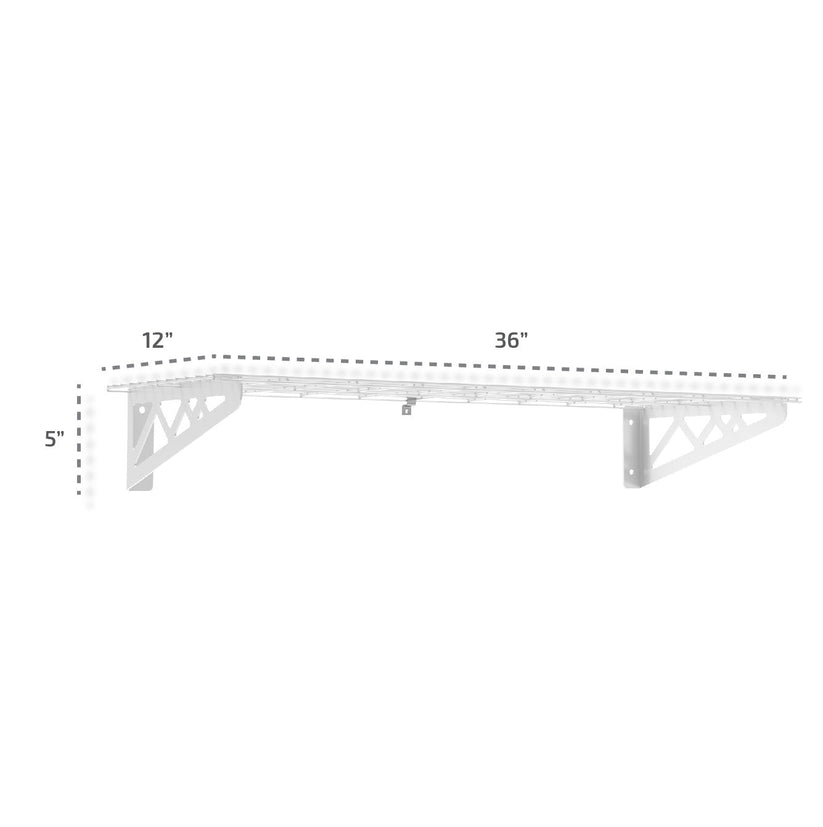 12" x 36" Wall Shelves (Two Pack with Hooks)