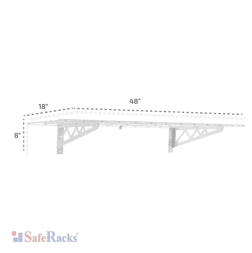 18" x 48" Wall Shelves (Two Pack with Hooks)