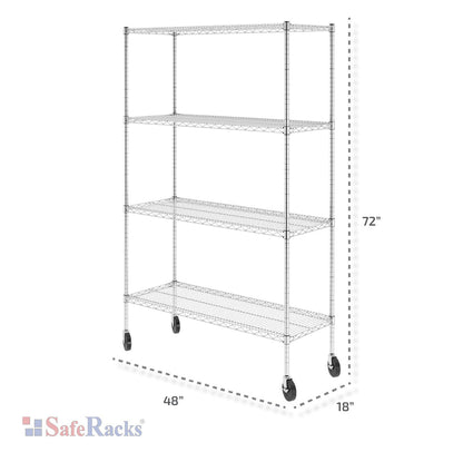 18" x 48" x 72" 4-Tier Wire Shelving