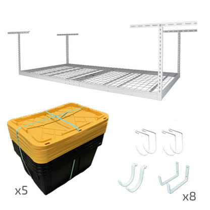 4' x 8' Overhead Garage Storage Bundle w/ 5 Bins (Yellow)