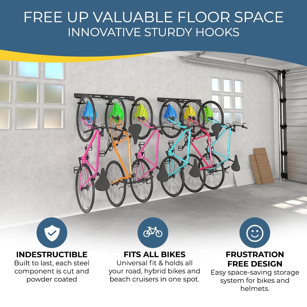 Wall Mounted Bike Rack for 6 Bikes